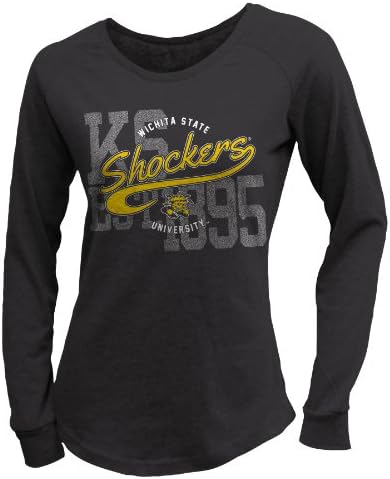 NCAA Wichita State Shockers W Scoop Neck Long Sleeve Tee, L, Black
