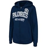MLB Women's San Diego Padres Real Flava Long Sleeve Full Zip Hoodie (Athletic Navy Heather, Medium)