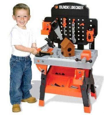 Childrens Toyshop  Toys : Black & Decker Jr Kids Power Workshop Workbench + Tools, 50+ Accessories and Birdhouse