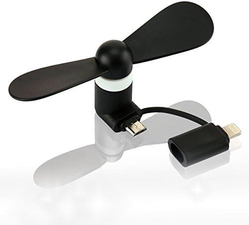 USB Phone Fan Modroid Two Ports Portable Micro USB Mini Fan, 3.5 inch Mini Fan Cooling Solution Cooler Rotating, High Compatibility Foldable Personal Fan for iphone/ipad Android Phone-Black