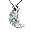 Handmade Crescent Moon Design Murano Glass Pendant - Mona Blue/Silver Style1