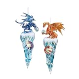 Decorative Fantasy Dragon Christmas Ornaments: Kingdom Of The Ice Collection Set One by The Bradford Editions