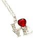 Silvertone Crystal Red Heart Love Pendant Necklace