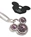 Disney Mickey Mouse Ears Light Amethyst Swarovski Crystal Necklace 16 Snake Chain