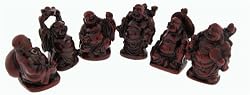 Set of 6 Imitation Redwood (Resin) Buddhas