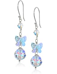 Swarovski Elements Faceted Crystal Butterfly, Rondelle and Bicone Bead with Sterling Silver Earwire Drop Earrings