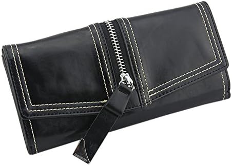 Puledon Double Zip Around Leather Wristlet Clutch Organizer Wallet(10 colors)