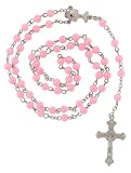 Pink Faux Pearl Rosary With 6mm Beads - 26in. Rosary Necklace - 31in. Overall Length