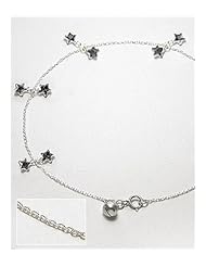Black Star CZ Anklet In 92.5 Sterling Silver