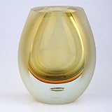 41ycVgvNU6L. SL160  Hand Blown Amber Multicolor Sommerso Art Glass Vase 9 tall