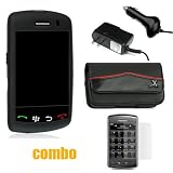 5-Piece Value Combo for Blackberry Storm 9500/9530 - Premium Black Rubber Skin + Travel Wall Charger + Car Charger + Leather Pouch + Screen Protector