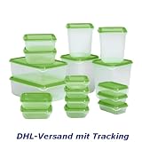 Produkt-Bild: IKEA 17-teiliges Dosenset "Pruta" stapelbare Frischhaltedosen - sp&uuml;lmaschinenfest und mikrowellengeeignet