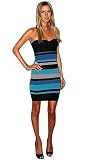 6sense Multiple Colors Stripe Sleeveless Wrap Lady Fashion Dress,Party Evening Bandage Dress