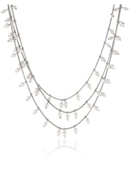 Anne Klein "Pretty In Pearl Basics" Silver-Tone White Pearl Triple Row Necklace