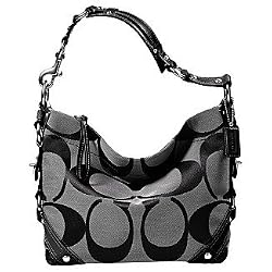 Coach Signature Carly Duffle Sac Bag Black White 11867