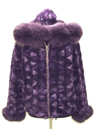 Sculptured Mink Zip Jacket w/Fox Trimmed Hood & Cuffs