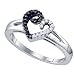 Genuine Black and White Diamonds 925 Sterling Silver Hearts Promise Ring Size 7