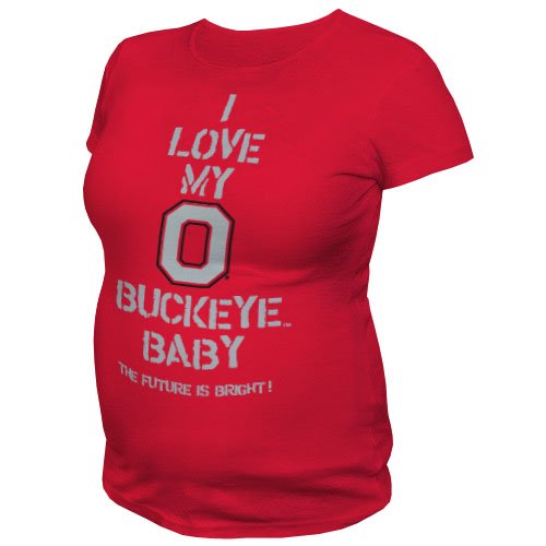 NCAA Ohio State Buckeyes T.Fisher I Love My Baby Maternity Tee Shirt (Red, XLarge)