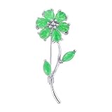 Sterling Silver Nephrite Flower Pin