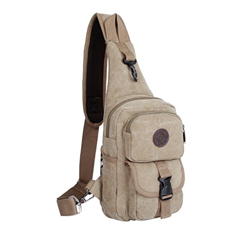 Daosen Sports Unbalance Backpack Sling Bag for Men Canvas Chest Pack/Hiking Bag