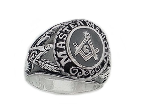 College Style (Silver Color) Stainless Steel Freemason Ring / Masonic Rings - Freemason's Jewelry for Free Masonry Member. Free Masons Masonary Ring with Masonic symbol (10)