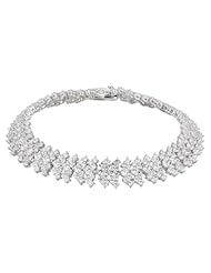 Sterling Silver Round High Quality Simulated Diamond Tennis Bracelet, 7.75"