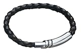 Fred Bennett Men s B2915 Black Leather Magnetic Clasp Bracelet