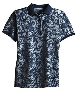 Port Authority - Ladies Silk Touch Hibiscus Print Sport Shirt Navy/Winter White-XL