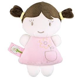  Dandelion Pink Organic Baby Rattle Doll Toy - Brunette