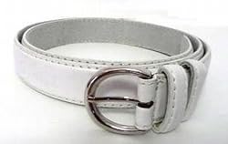 Women's 1' Skinny Jean White Leather Belt