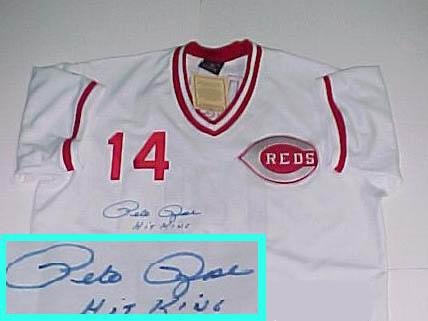 Pete Rose Hand Signed Red MLB Throwback White Jersey