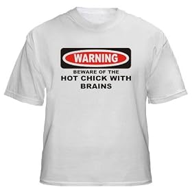 WARNING BEWARE OF THE HOT CHICK WITH BRAINS Youth T-Shirt (for Kids) Various Colors Available
