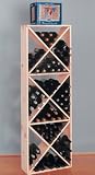 Country Pine Solid Diamond Wine Cube Rack - Holds 132 Bottles