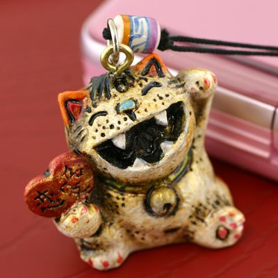 開運！ミニオニ猫 三毛猫どん根付け（ハート/良縁）