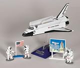 Space Shuttle with Stand 3 Astronauts, American Flag and Kennedy Space Center Sign