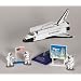 Space Shuttle with Stand 3 Astronauts, American Flag and Kennedy Space Center Sign