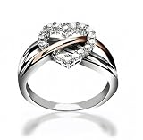 Open Heart CZ Sterling Silver Gold Vermeil Accent Ring