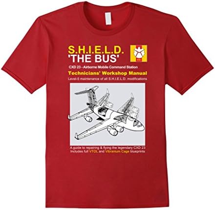 The Bus - Cool owner's manual style blueprint graphic Tshirt - Male XL - Cranberry