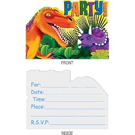 Invitations de partie Dinosaure (pack de 8)
