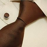Brown Plain Ties for Men Saddle Brown Striped Gift for Husband Mens
Accessories Silk Neckties Cufflinks Set 8308