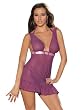 Sheer Purple Babydoll Set Womens Sexy Lingerie