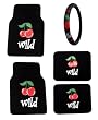 Wild Cherries Cherry Front & Rear Carpet Car Truck SUV Floor Mats & Steering Wheel Cover