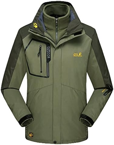 Lottoway Detachable Fleece Waterproof Outdoor Snow Ski-wear Poineer Parka Coat Armygreen 2XL For Men