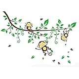 Cheeky Monkey Hanging on Tree Branches Monkey Wall Decal Nursery Wall Decal
