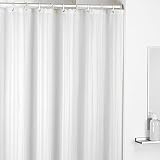 Satin Stripe Polyester Shower Curtain, White
