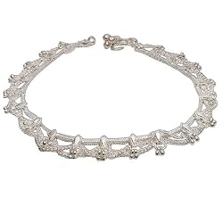 Gift for Her Silver Ankle Bracelet Pairs Fine Body Jewelry for Women 10 inches