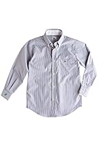 Boy's Long Sleeve Multi-Stripe Poplin Shirt With Pique Details