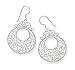 Sterling Silver Circle Filigree Design French Wire Earrings