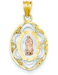 14K Tri Color Gold Our Lady Of Guadalupe Medal Charm