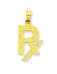 14K Yellow Gold Pharmacist RX Symbol Charm Pendant